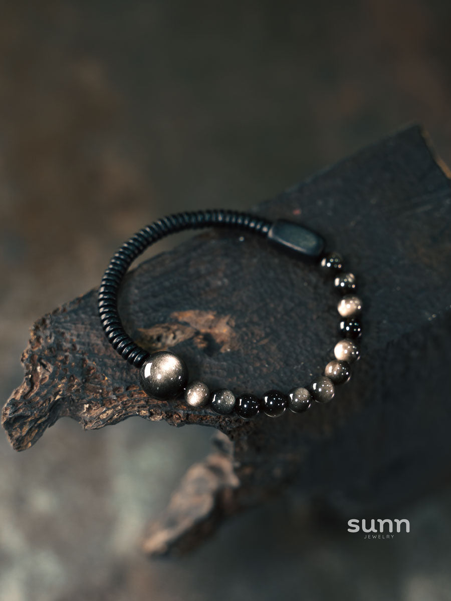 Alena Obsidian Wood Bracelet [SX9AYQEJ]