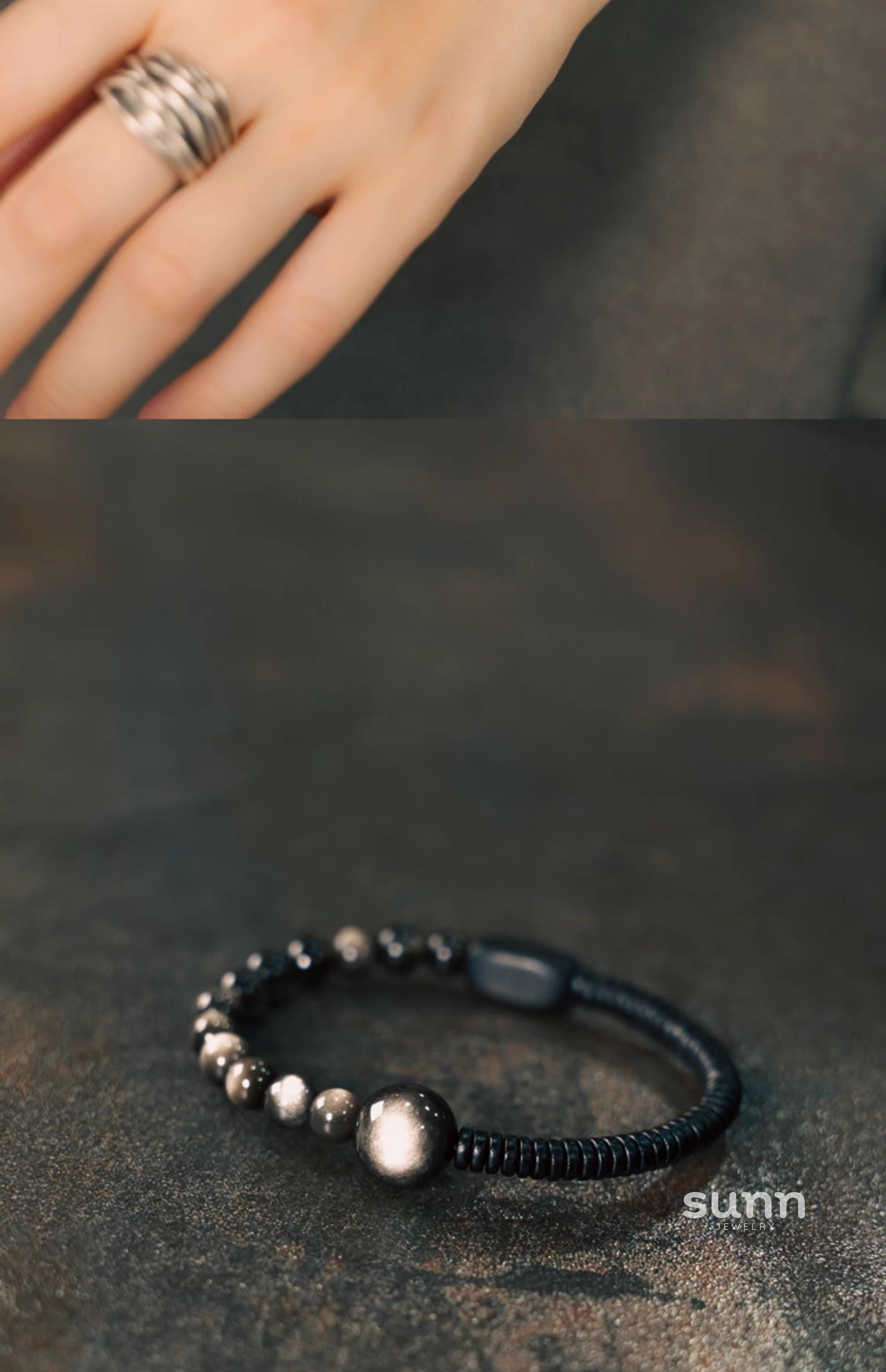 Alena Obsidian Wood Bracelet [2J7BA7FG]