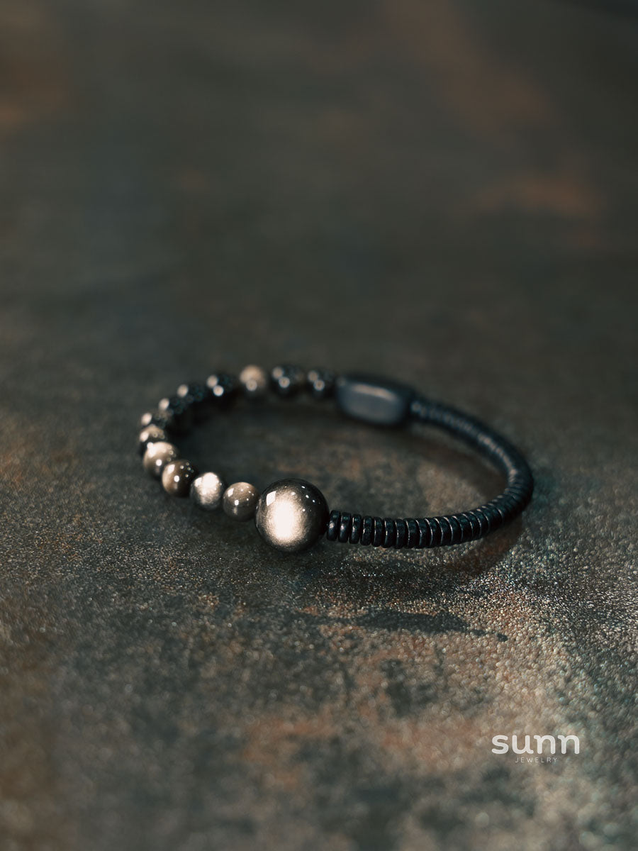 Alena Obsidian Wood Bracelet [A8LMOGQB]