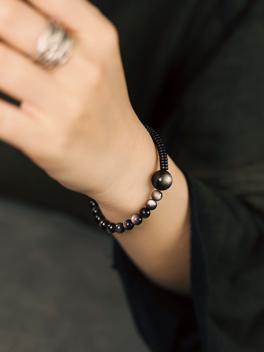 Alena Obsidian Wood Bracelet [A8LMOGQB]