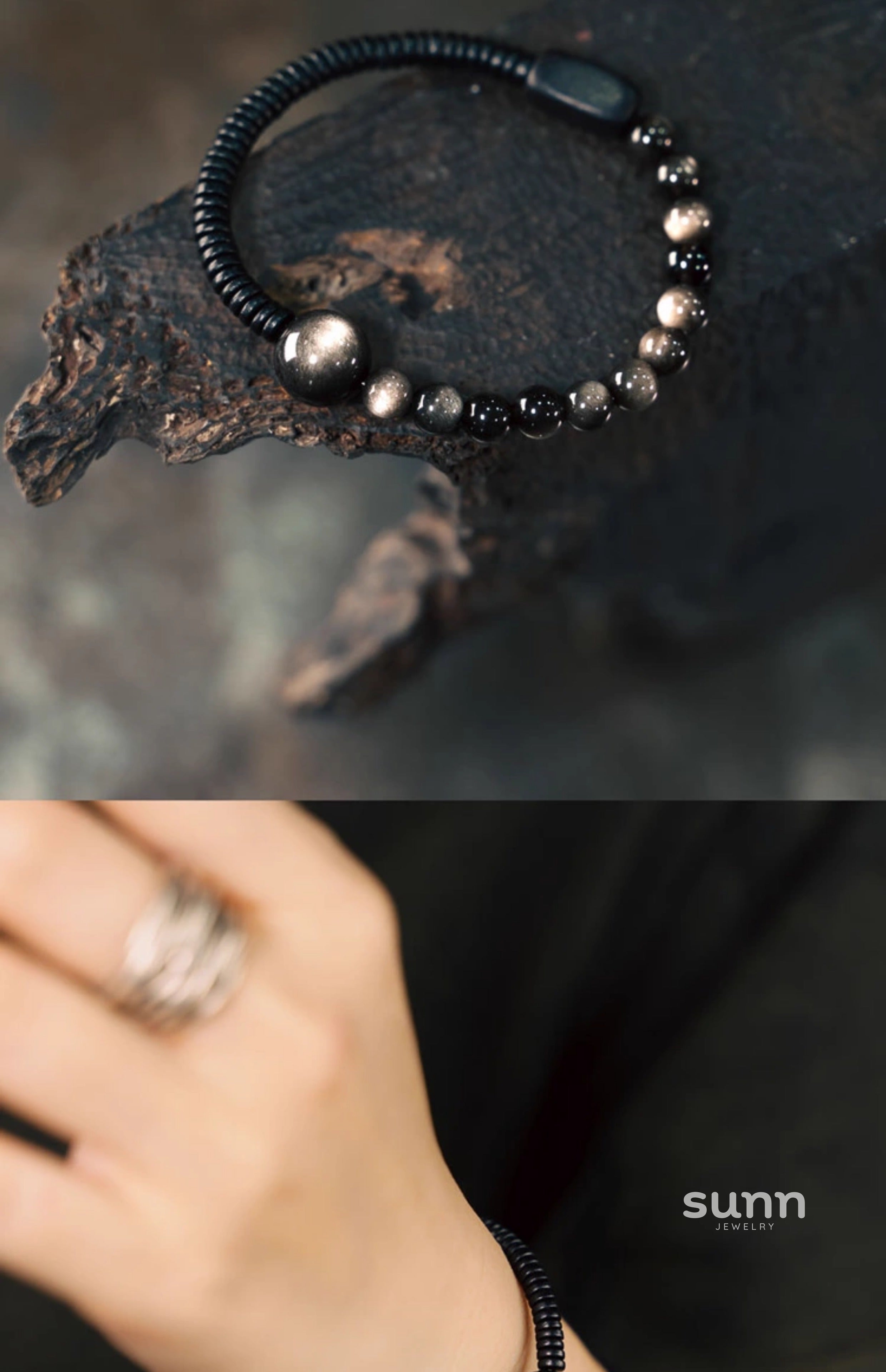 Alena Obsidian Wood Bracelet [Q2CTLNLY]