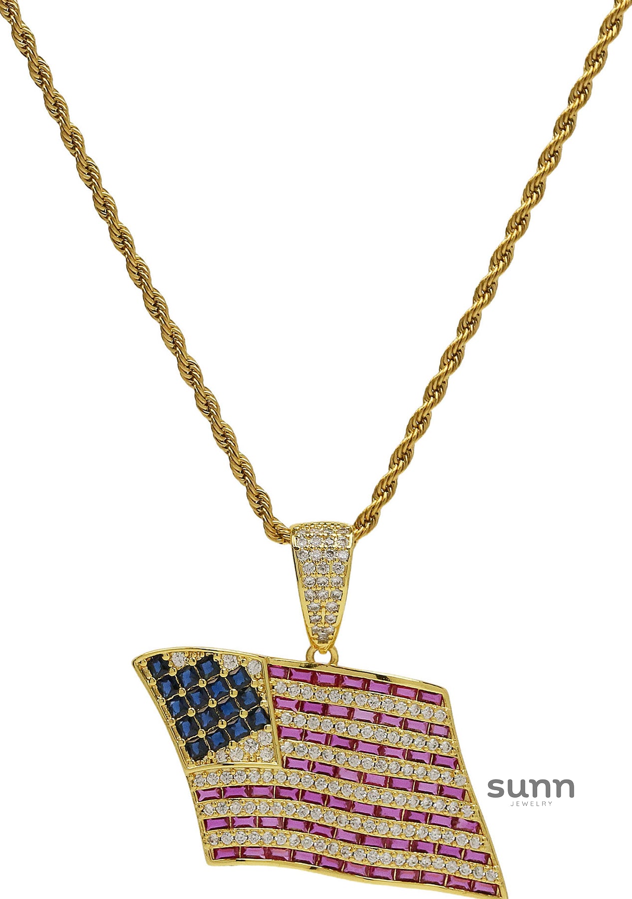 Aletheia Zircon Flag Pendant Necklace [SDTTSG7G]