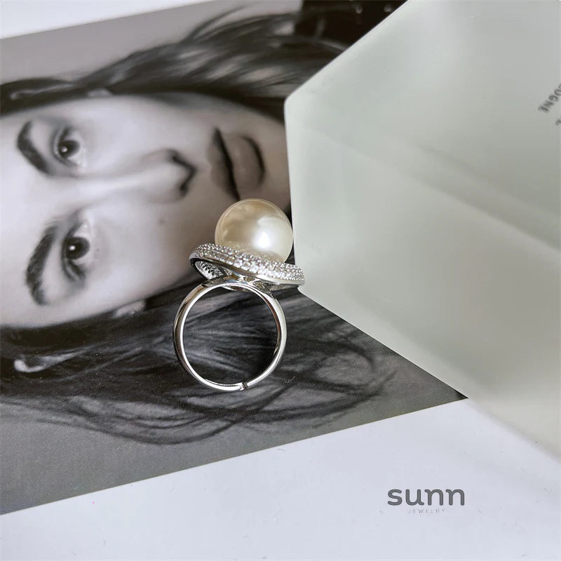 Alexia Pearl Zircon Open Ring