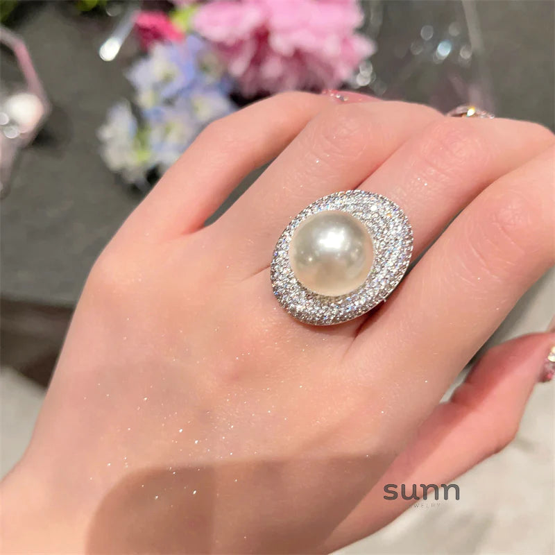 Alexia Pearl Zircon Open Ring