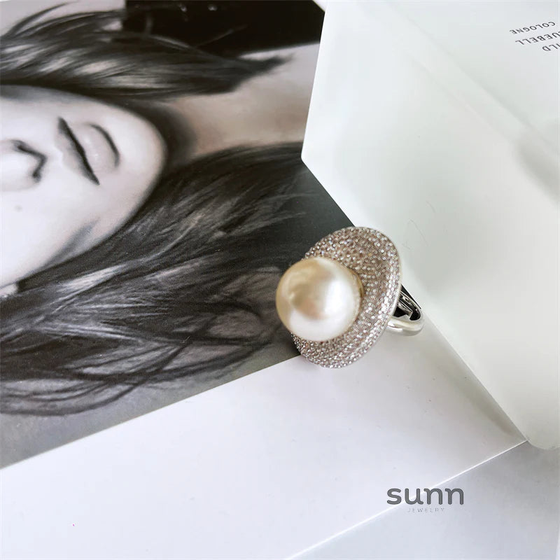 Alexia Pearl Zircon Open Ring