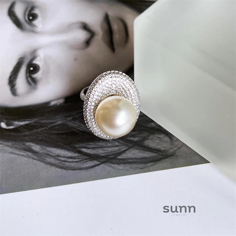 Alexia Pearl Zircon Open Ring
