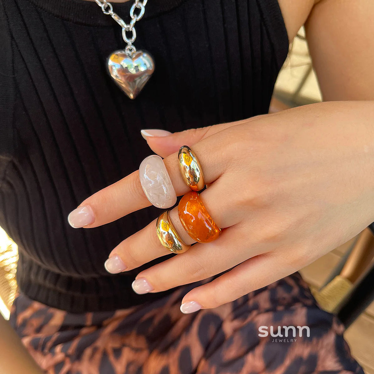 Alexis Curved Resin Rings Set