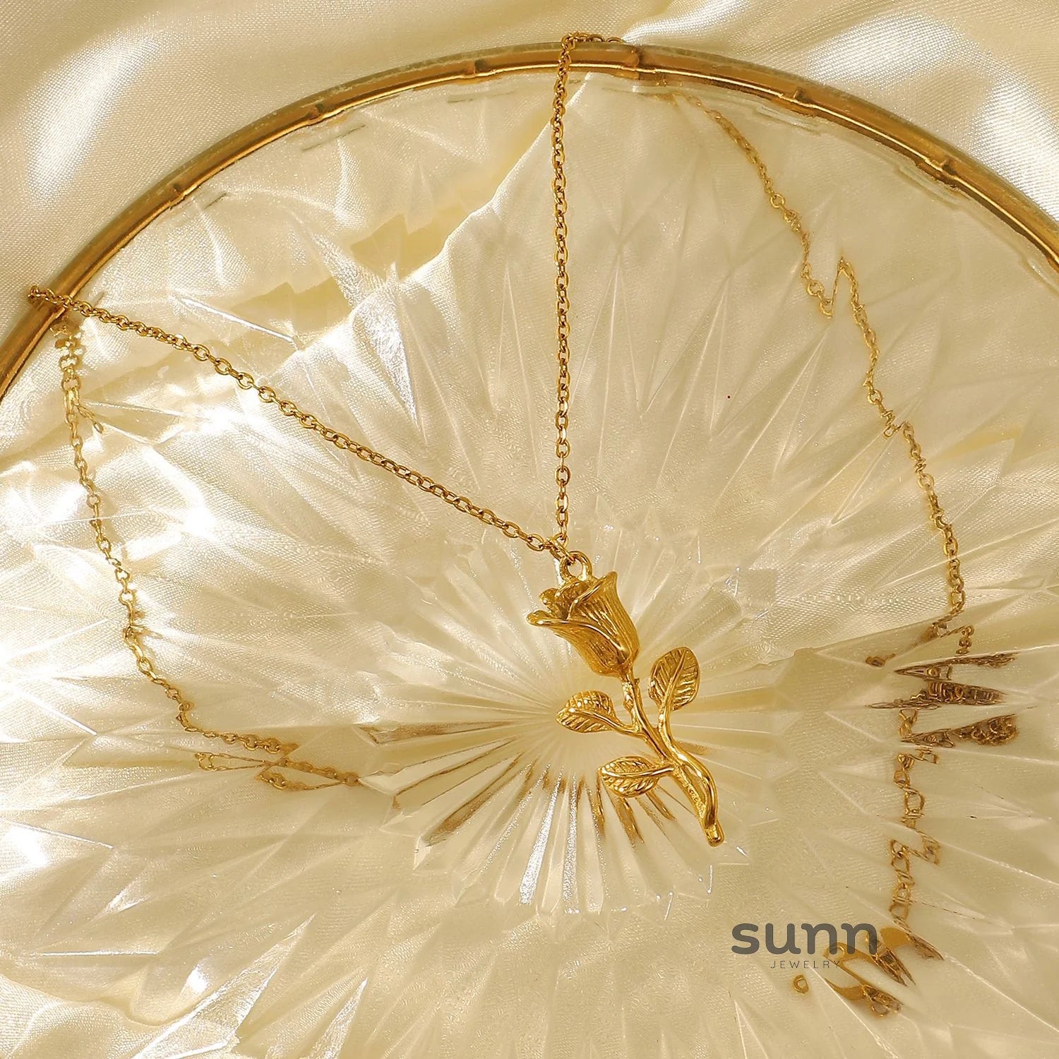 Alexis Gilded Rose Pendant Necklace
