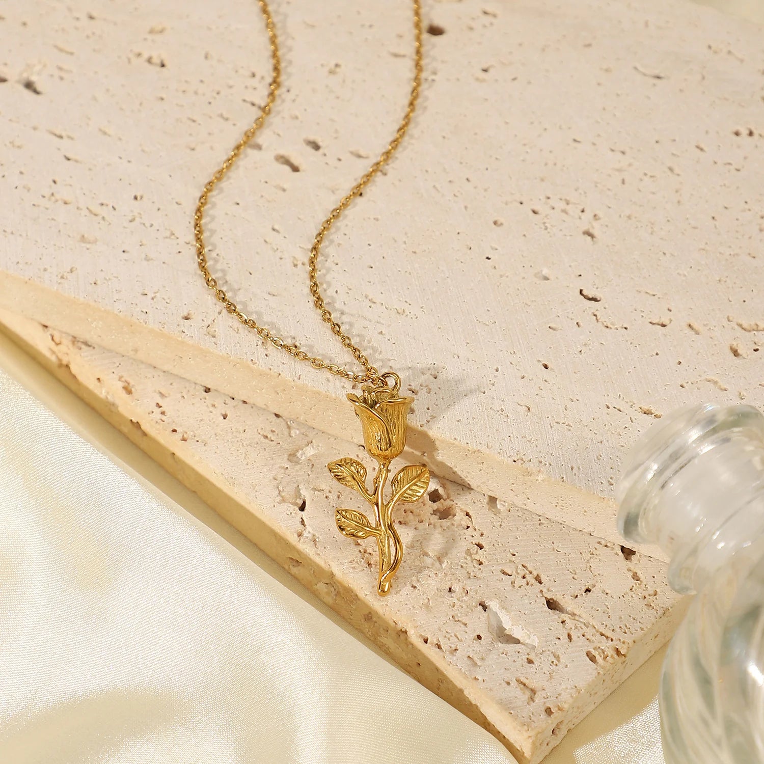 Alexis Gilded Rose Pendant Necklace