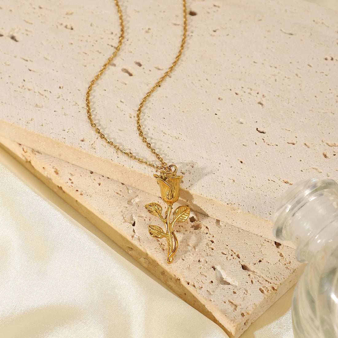Alexis Gilded Rose Pendant Necklace