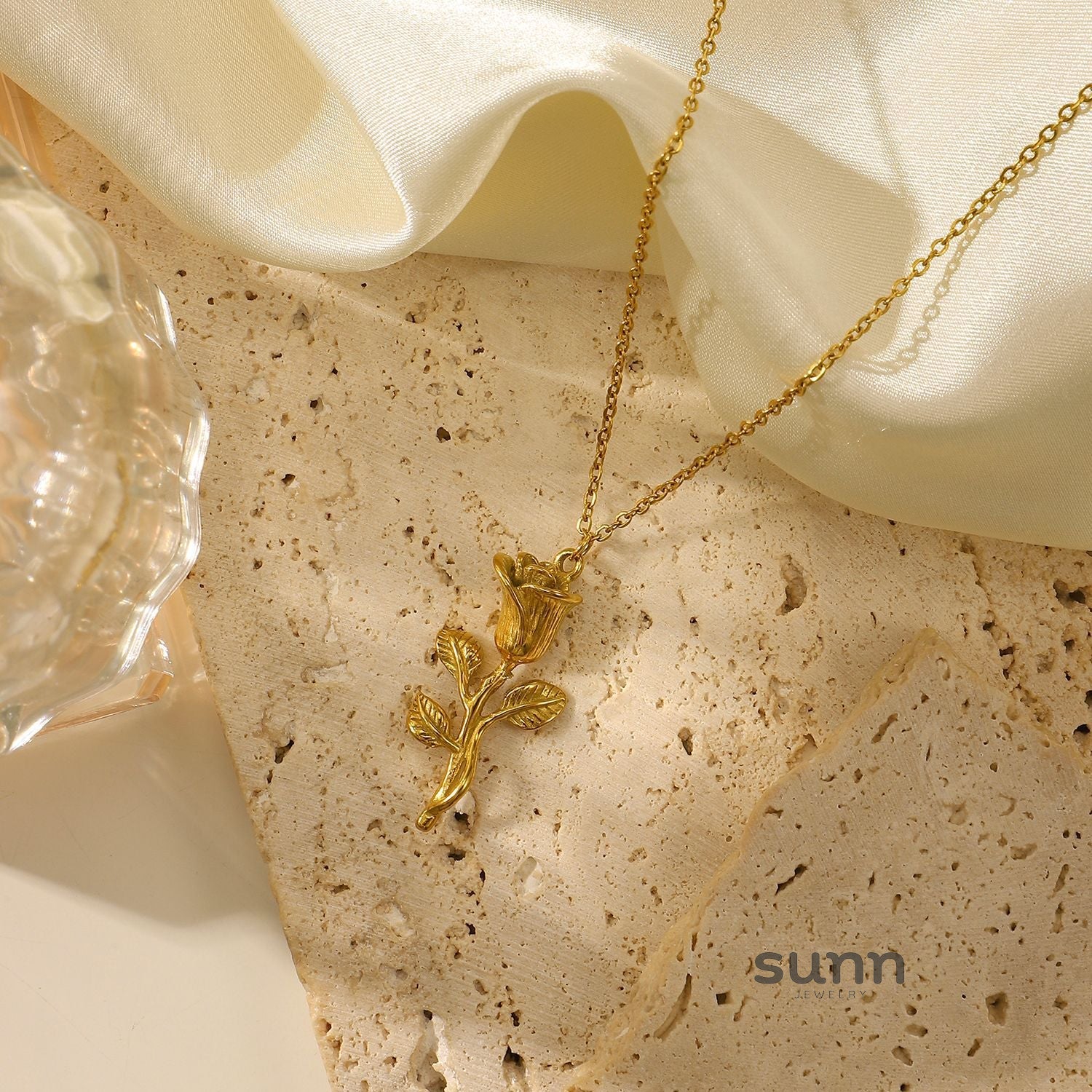 Alexis Gilded Rose Pendant Necklace
