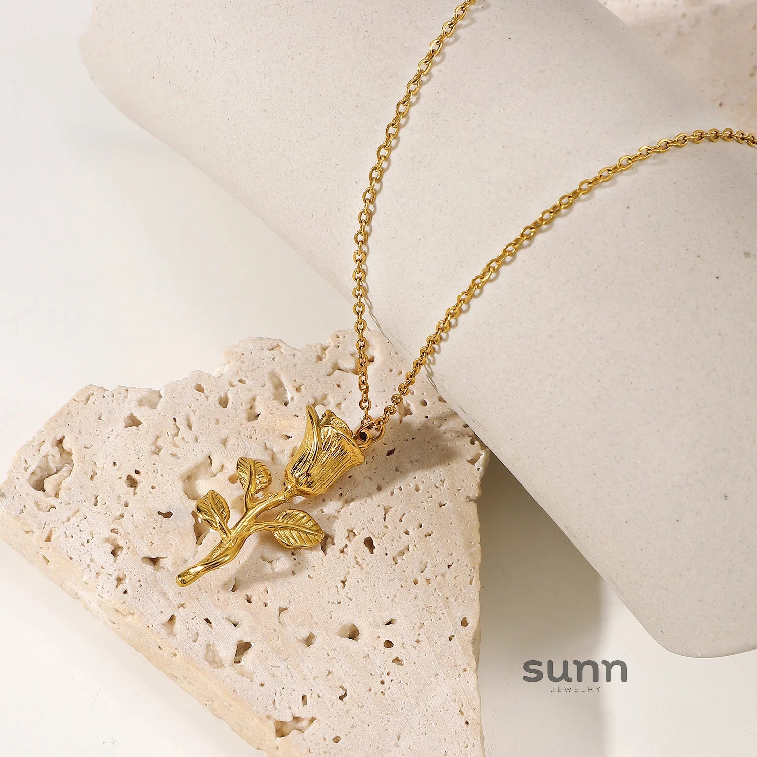 Alexis Gilded Rose Pendant Necklace