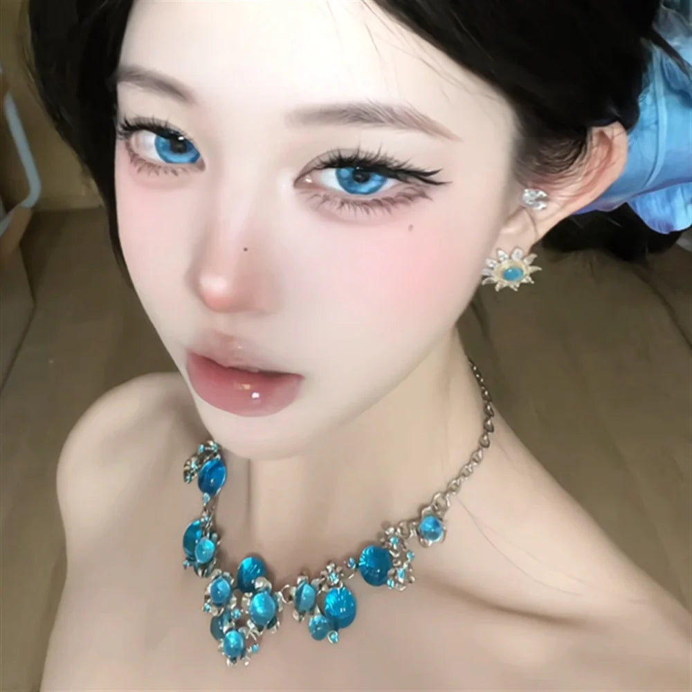 Aleya Blue Crystal Bloom Necklace