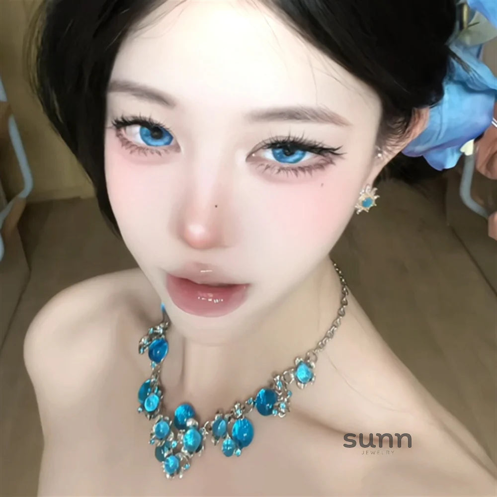 Aleya Blue Crystal Bloom Necklace