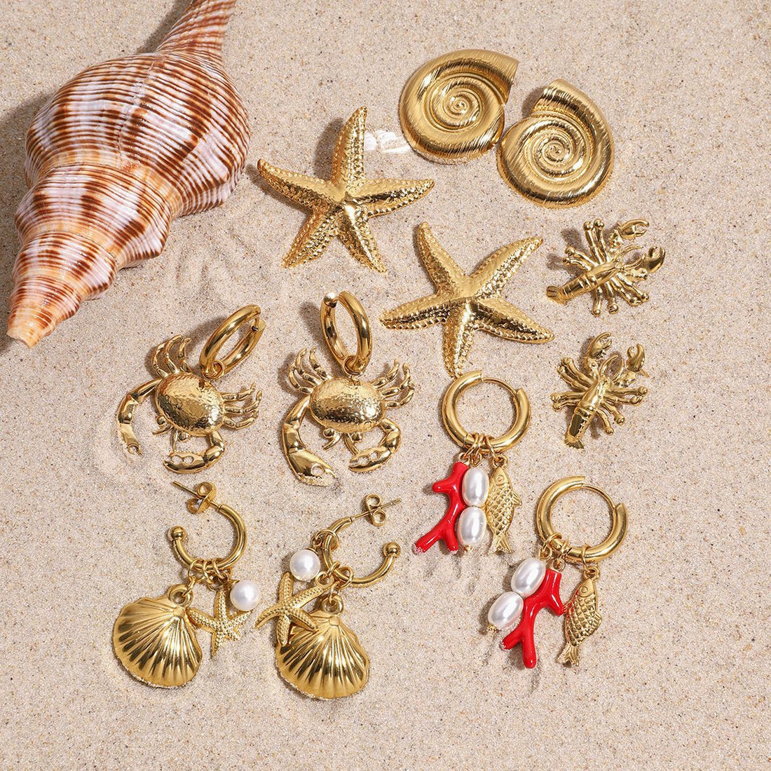 Aleyna Starfish Hoop Earrings [LD68D5RT]