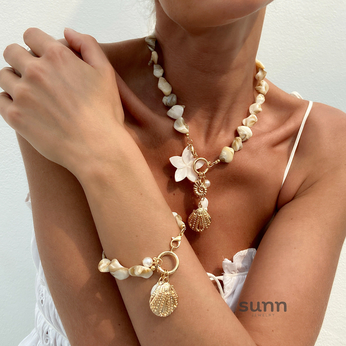 Aleysha Pearl Shell Jewelry Set [P9WJLOMU]