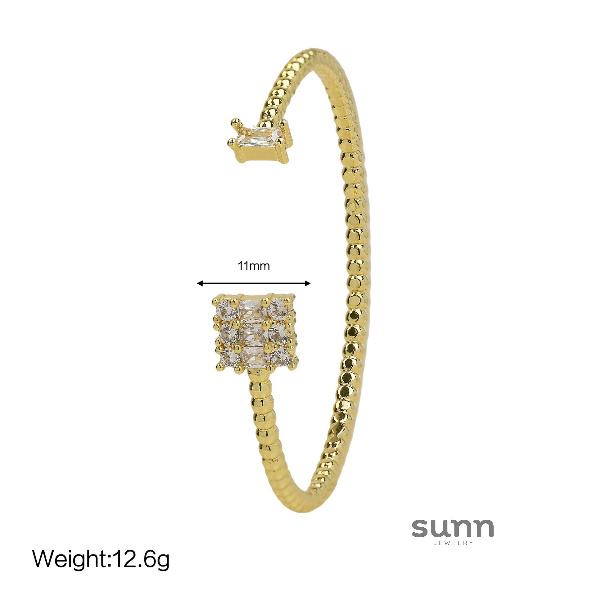 Alianny Zircon Stackable Open Bracelet [T174H8UB]