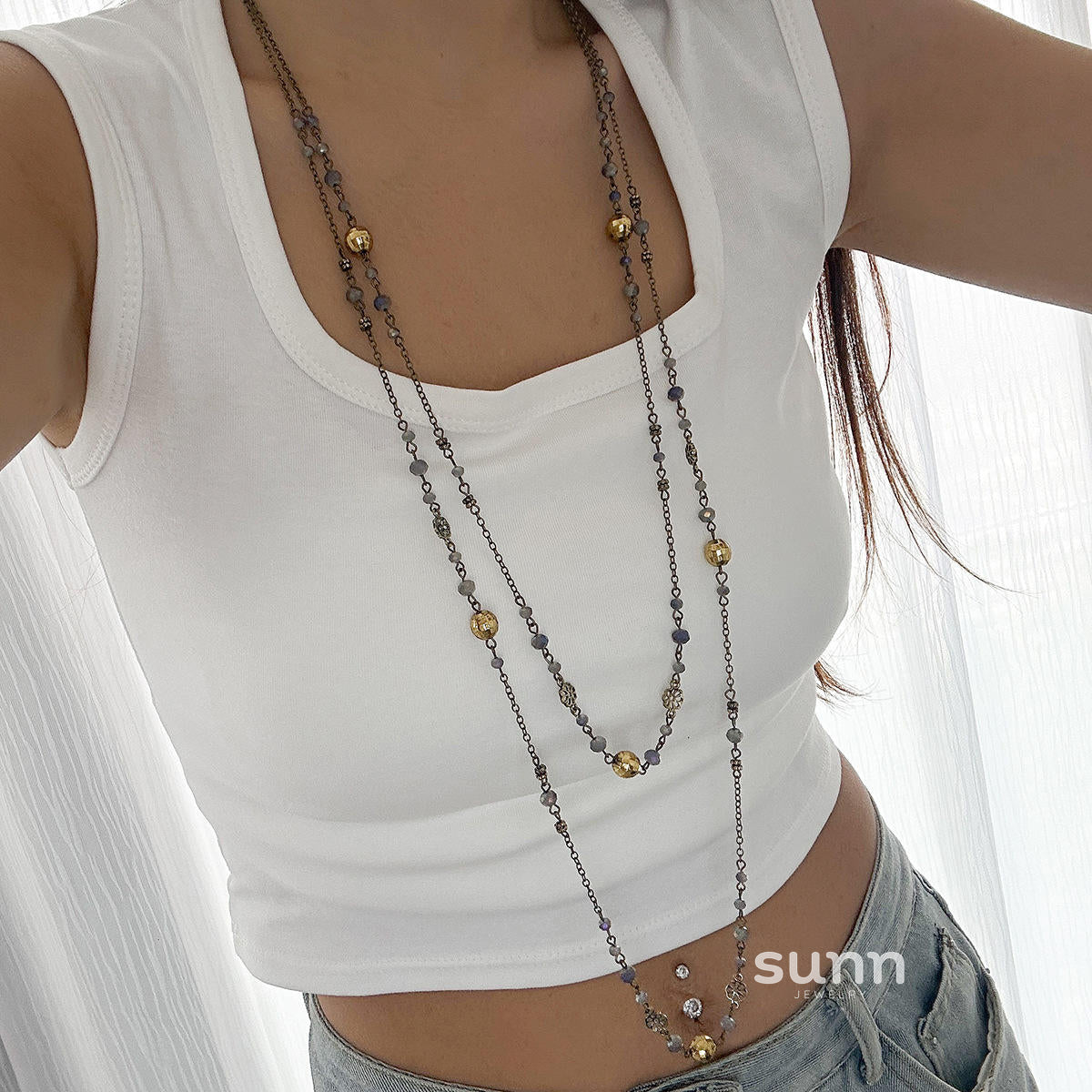 Alicen Pearl Star Chain Necklace [GWJFYULR]