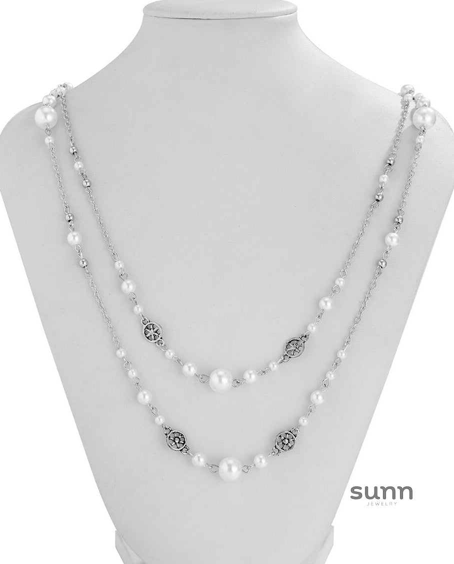 Alicen Pearl Star Chain Necklace [46U7FQT1]