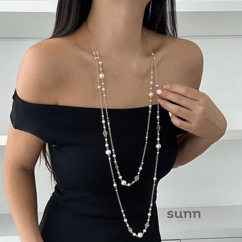Alicen Pearl Star Chain Necklace [YOL3GW0I]