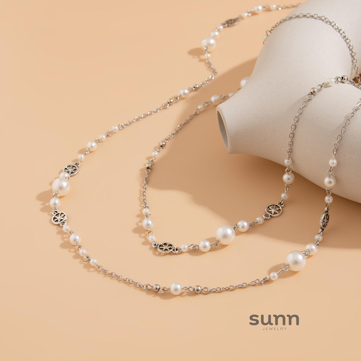 Alicen Pearl Star Chain Necklace [U12AS361]