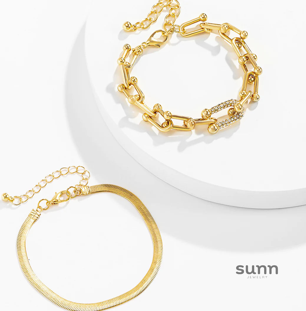 Alida Rhinestone Layered Bracelet Set