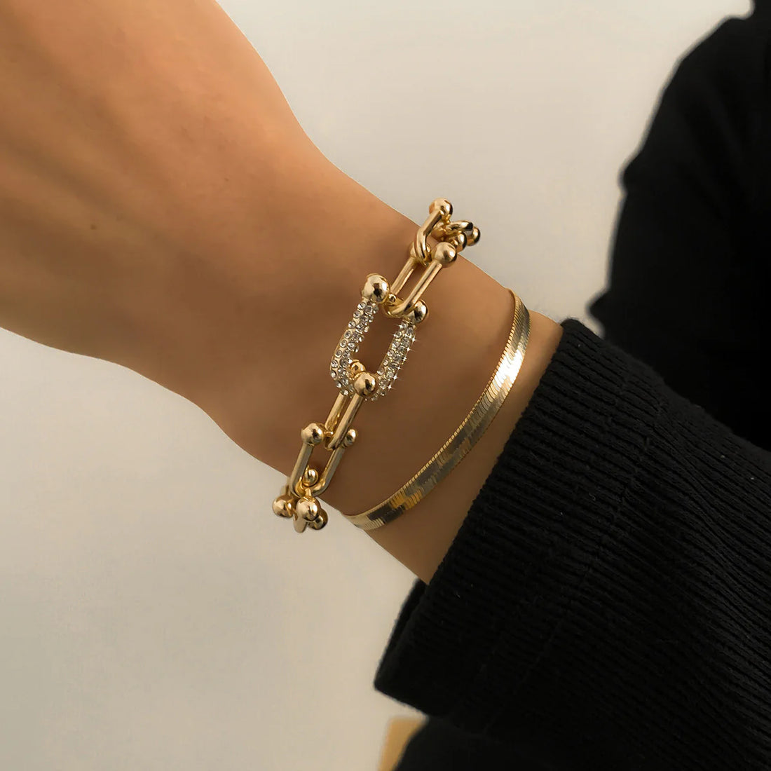 Alida Rhinestone Layered Bracelet Set