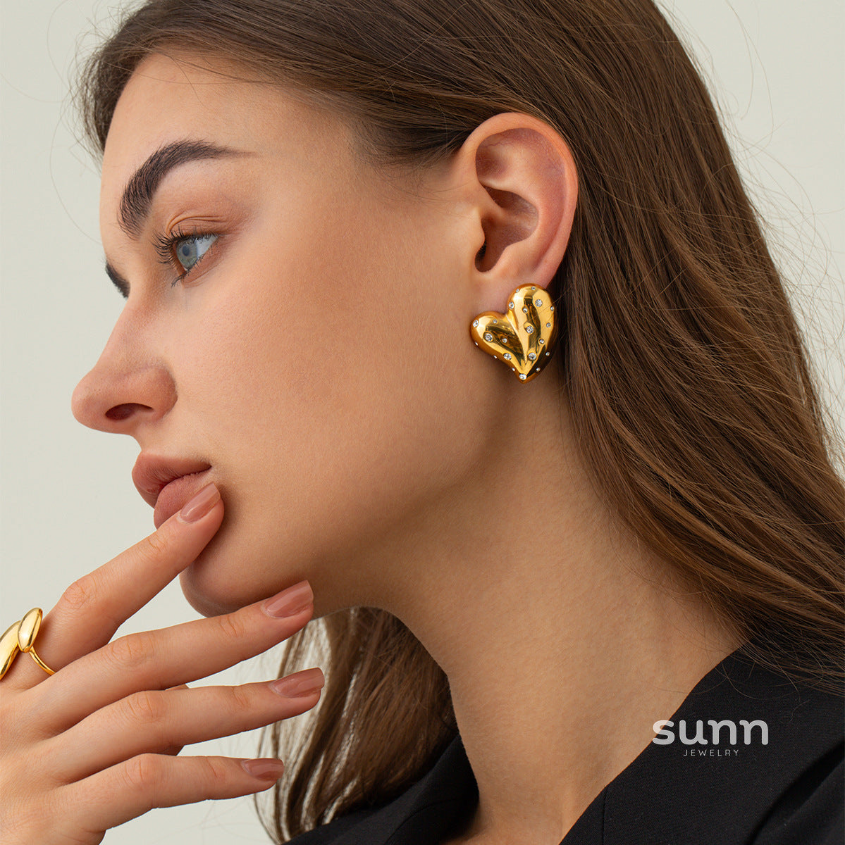 Alison Pave Heart Studs [VI4NG2ET]