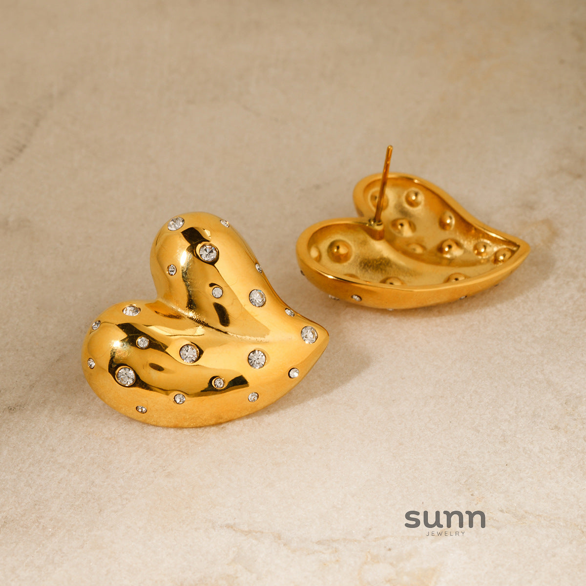 Alison Pave Heart Studs [W15A859A]