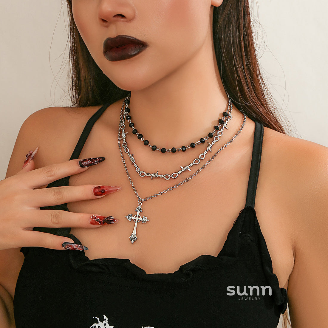 Alitzel Gothic Layered Necklace [0G0EZMWW]