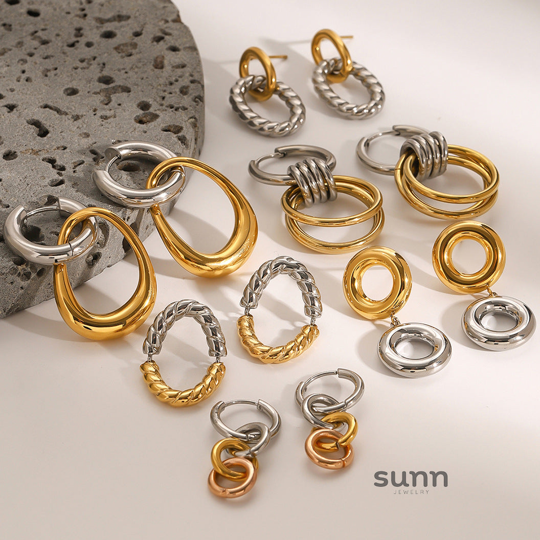 Alivia Colorblock Hoop Earrings [JZTPUJ15]