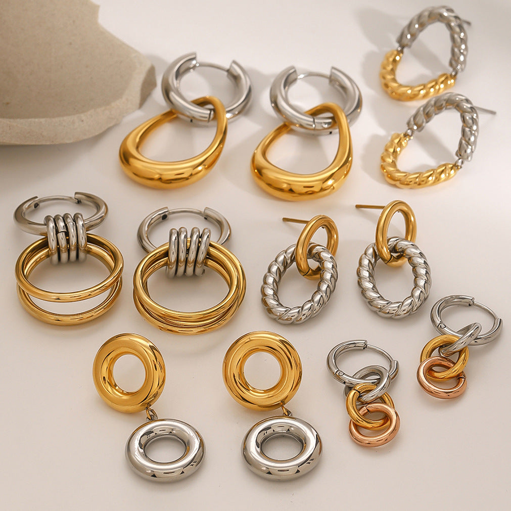 Alivia Colorblock Hoop Earrings [JZTPUJ15]