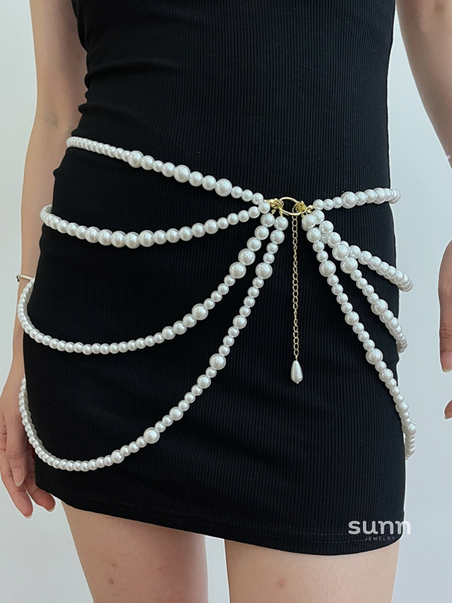 Aliviah Dainty Pearl Waist Chain [VC4Q14XD]