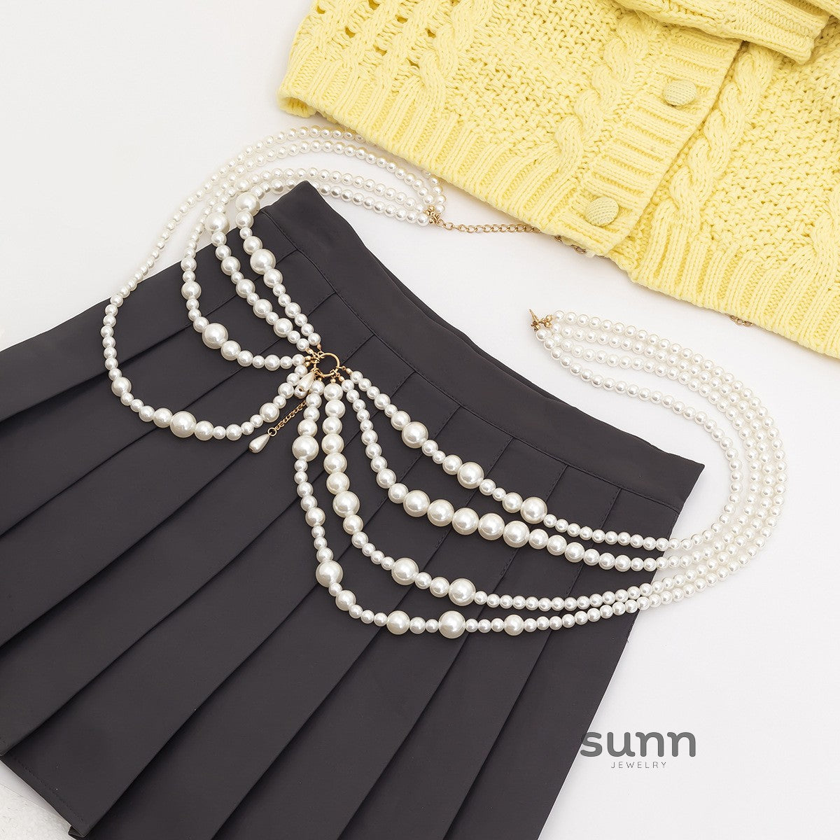 Aliviah Dainty Pearl Waist Chain [GEBNLU7U]