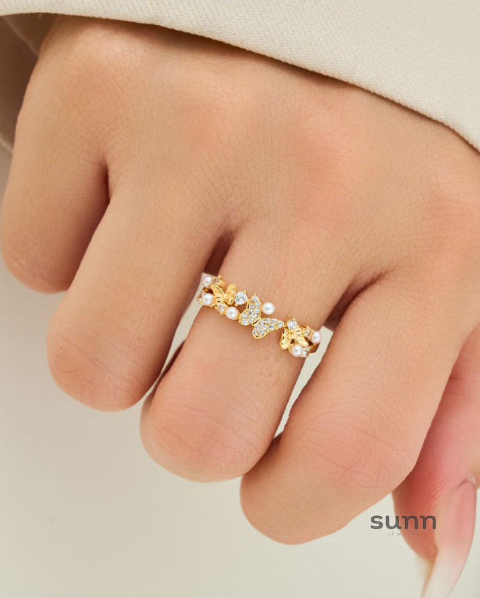 Aliviana Butterfly Pearl Ring [0LRH541S]