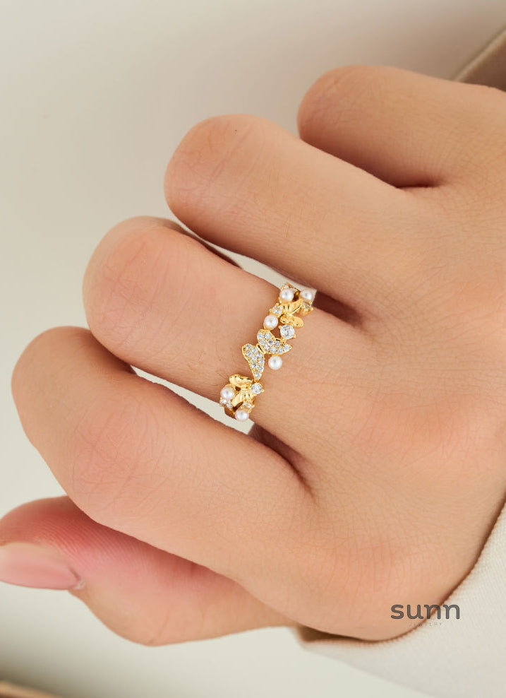 Aliviana Butterfly Pearl Ring [8Y7CNYCU]