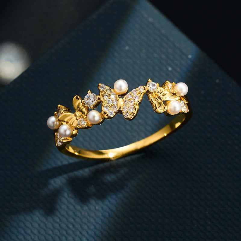 Aliviana Butterfly Pearl Ring [SAVHHHIT]