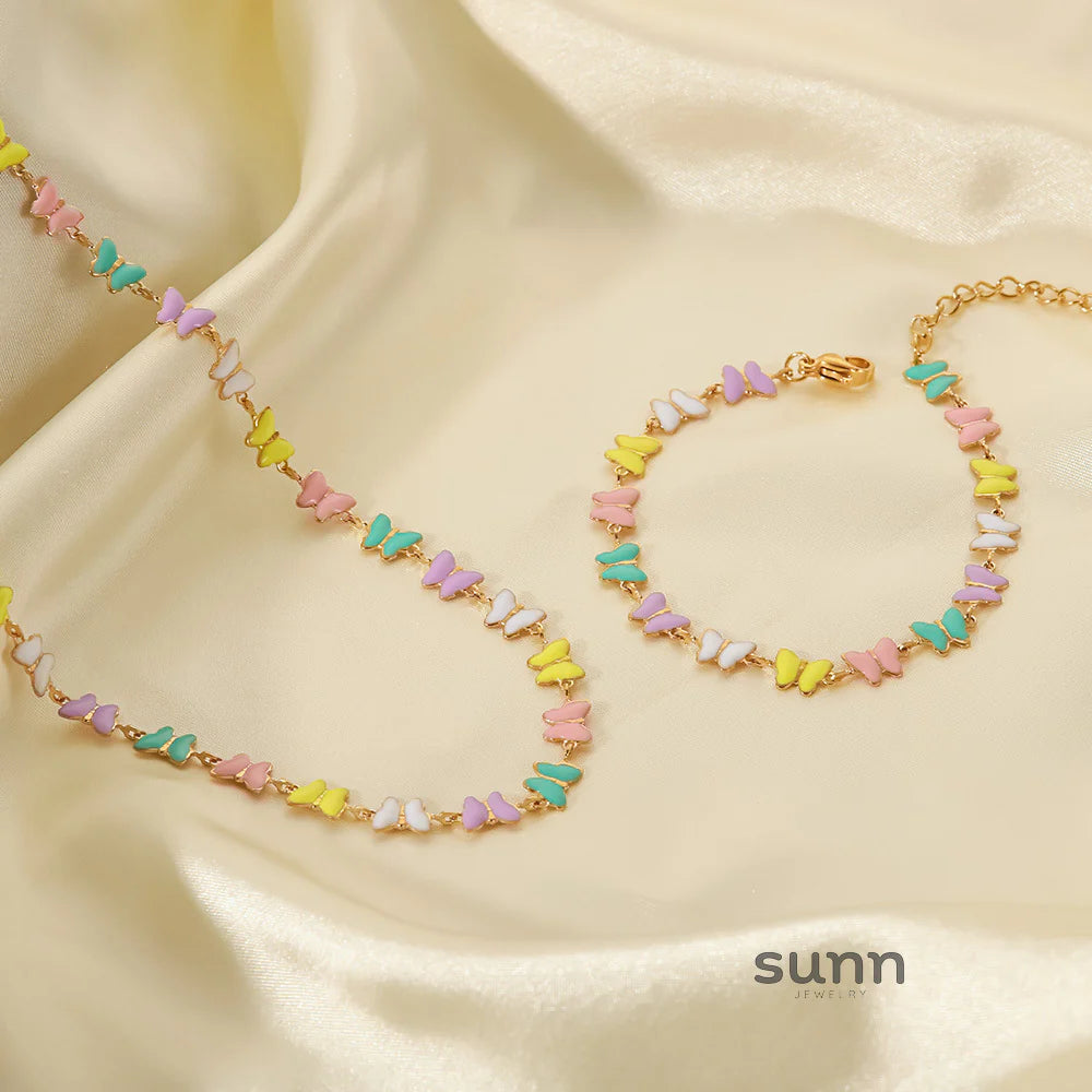 Alizae Enamel Butterfly Jewelry Set