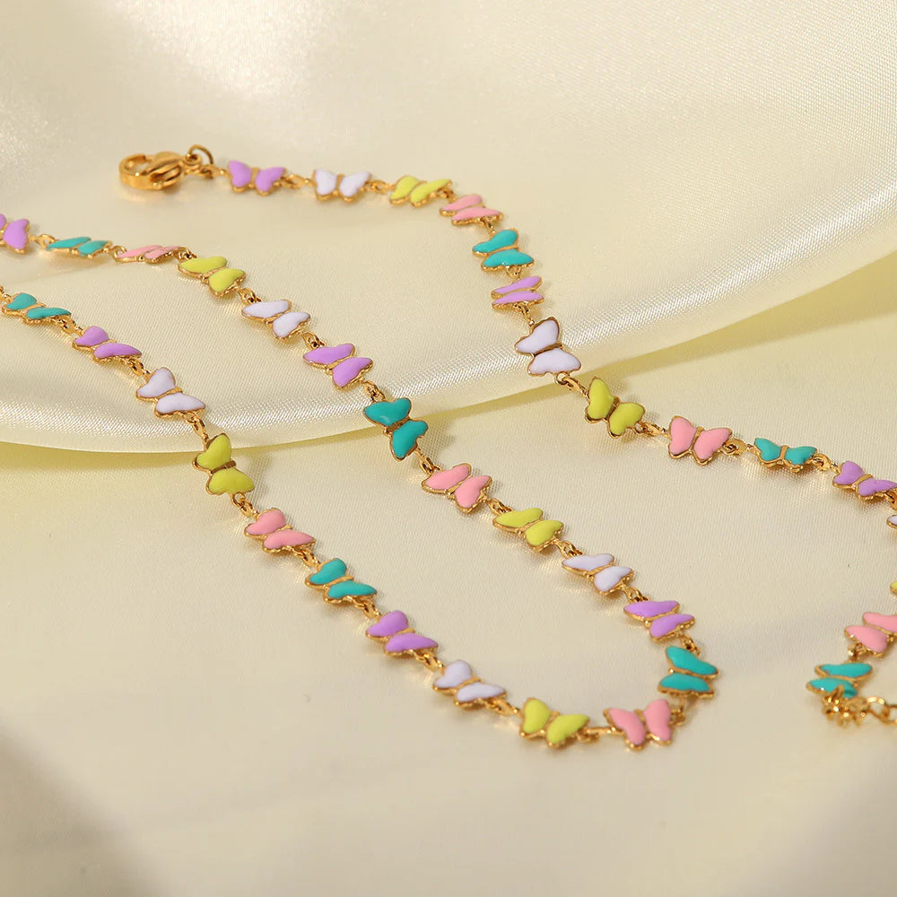 Alizae Enamel Butterfly Jewelry Set