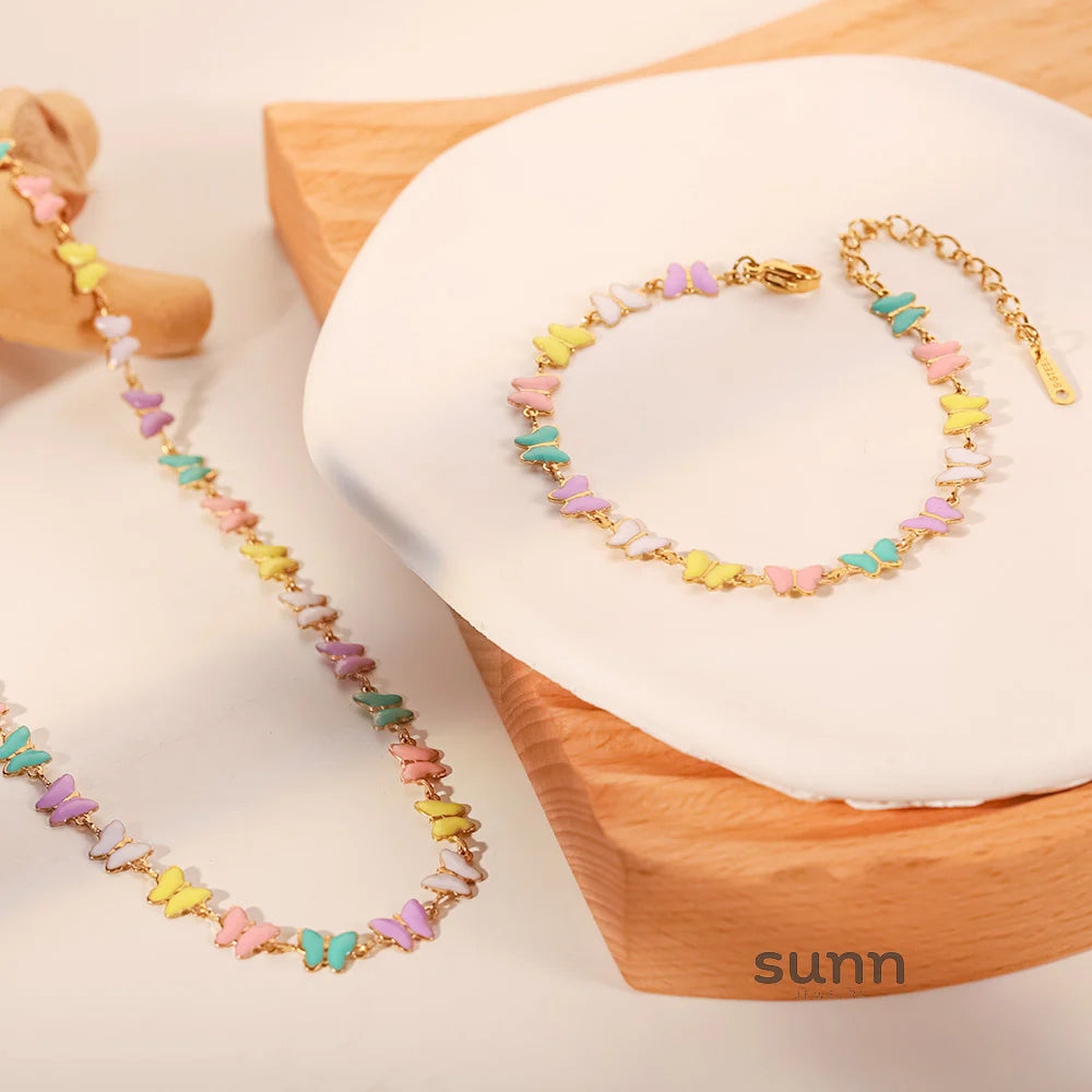 Alizae Enamel Butterfly Jewelry Set