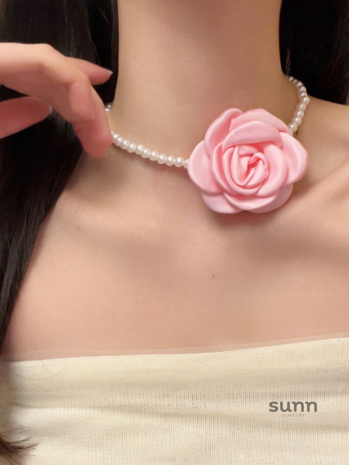 Allee Rose Pearl Choker Necklace [TDF5AGAD]