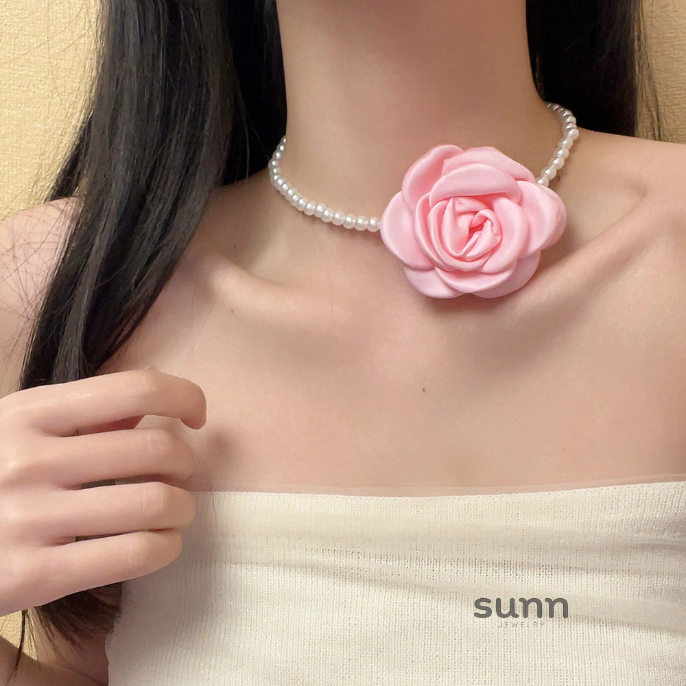 Allee Rose Pearl Choker Necklace [PO1L91NC]