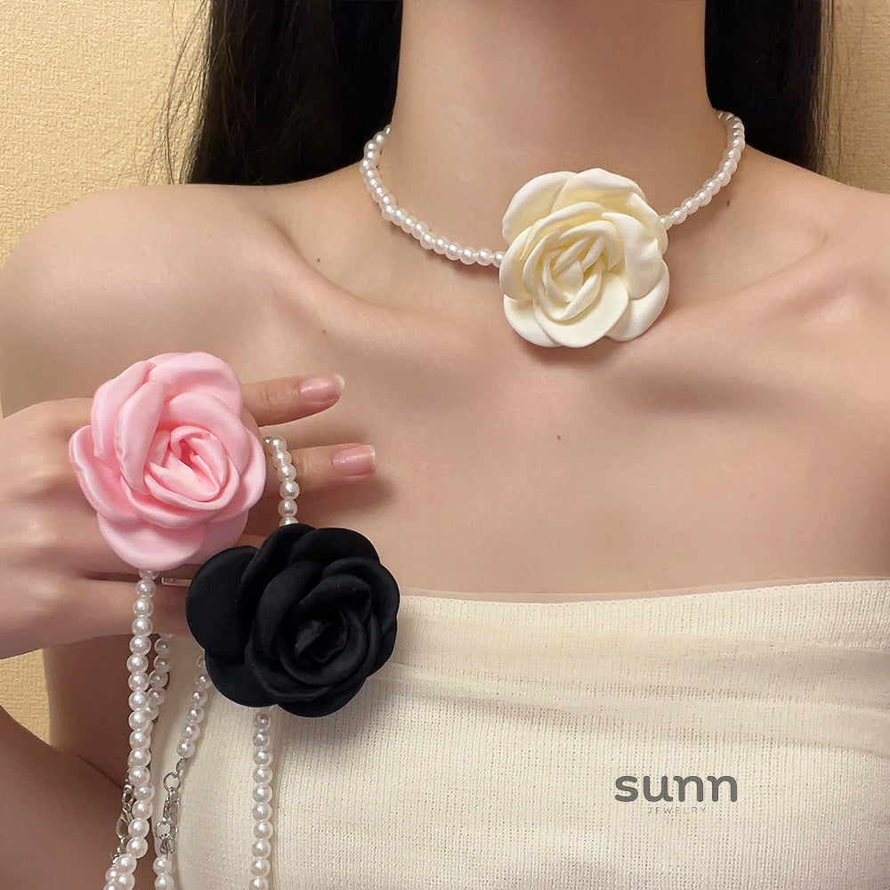 Allee Rose Pearl Choker Necklace [IS54XCPO]