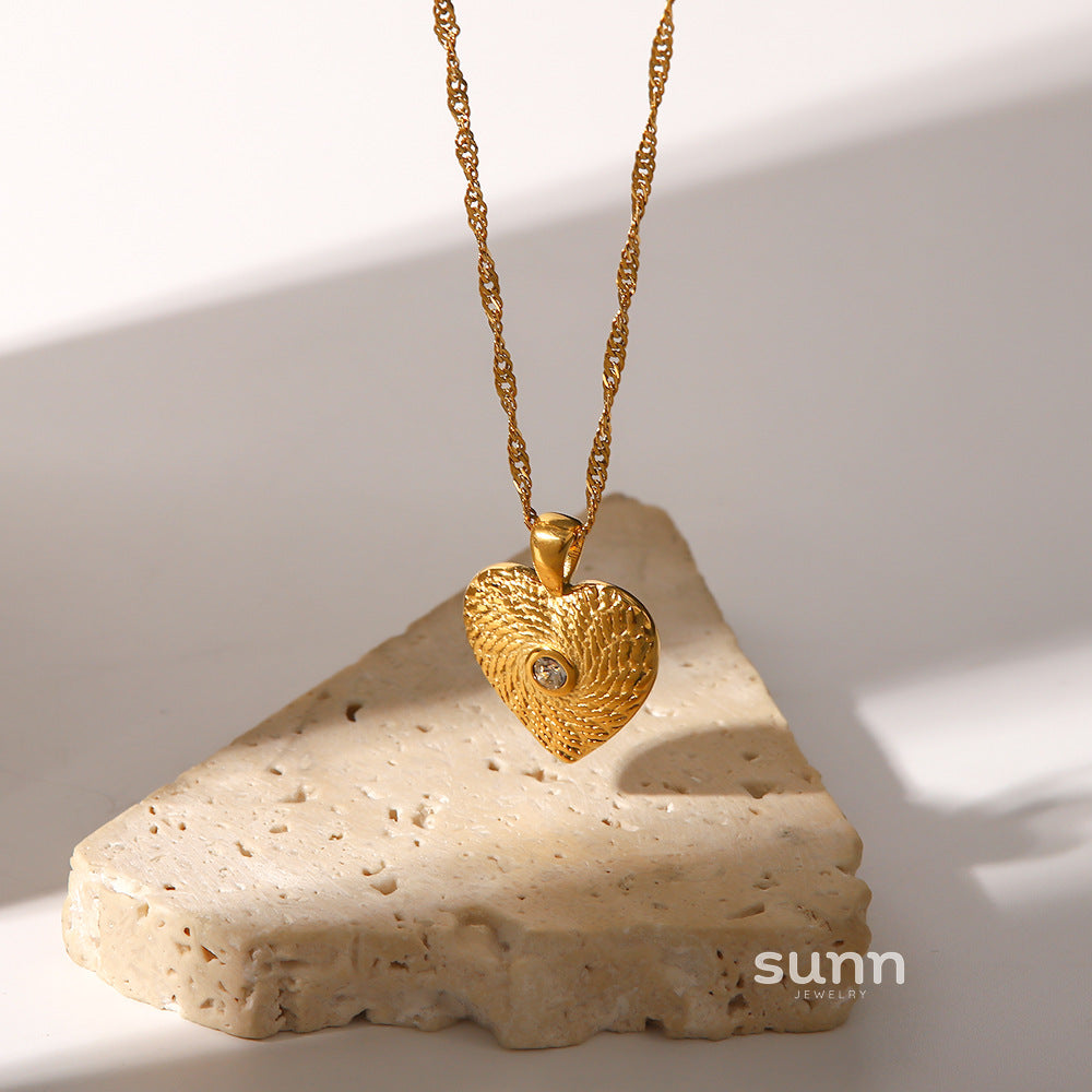 Alli Zircon Heart Pendant Necklace [1FZ41N2T]