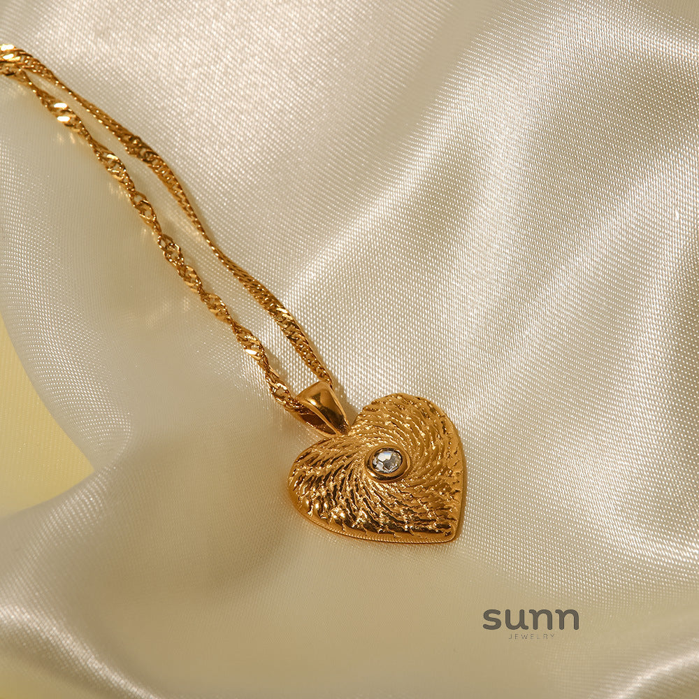 Alli Zircon Heart Pendant Necklace [CDJMFXDW]