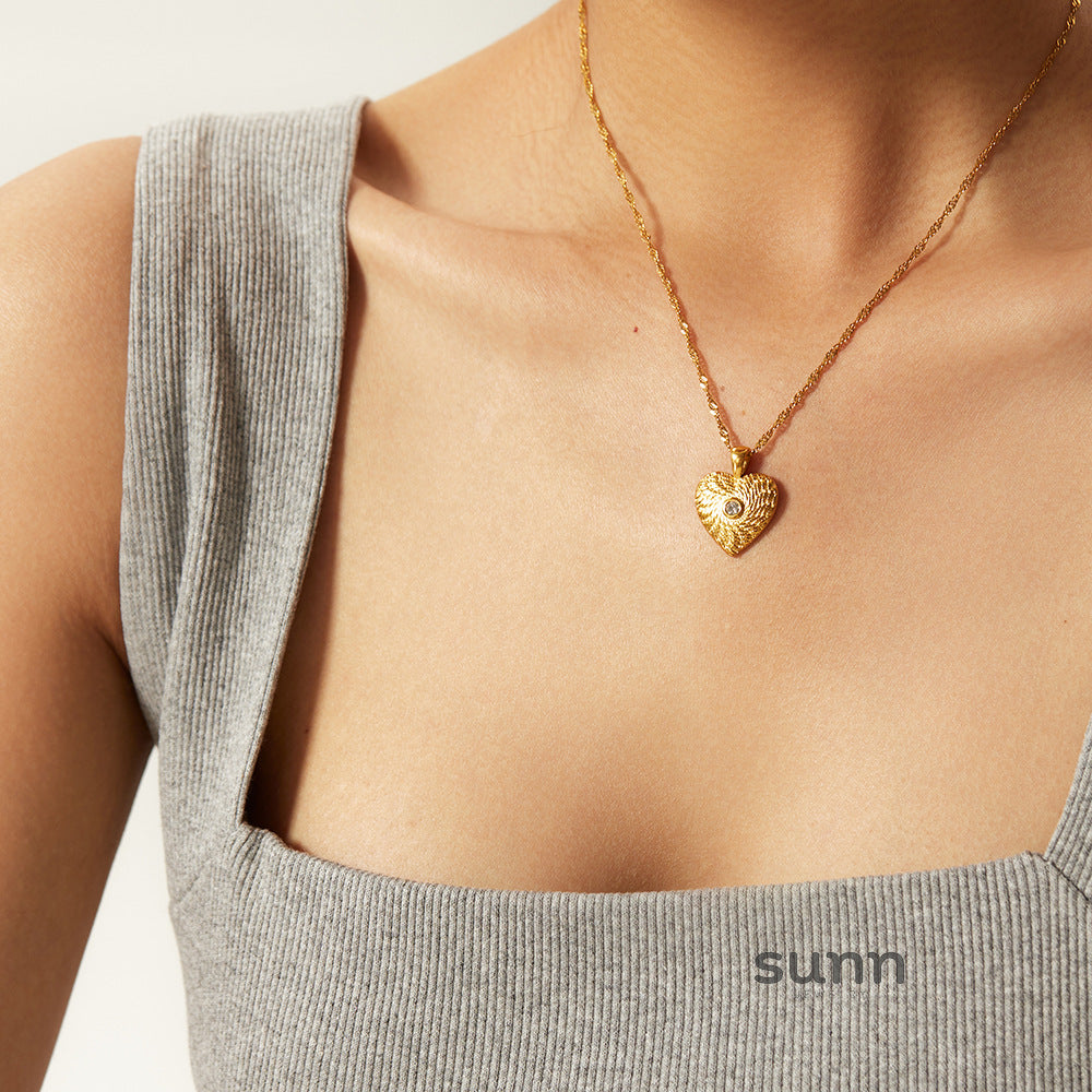 Alli Zircon Heart Pendant Necklace [PGS852ES]