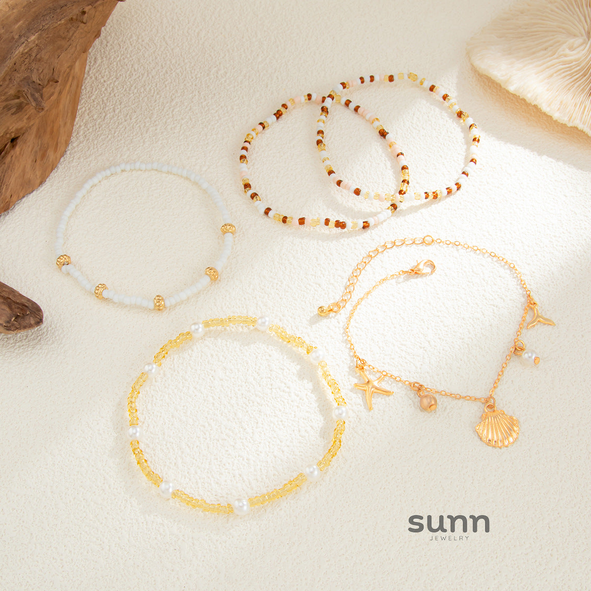 Allyson Shell Charm Anklet Set [NNB89AHN]