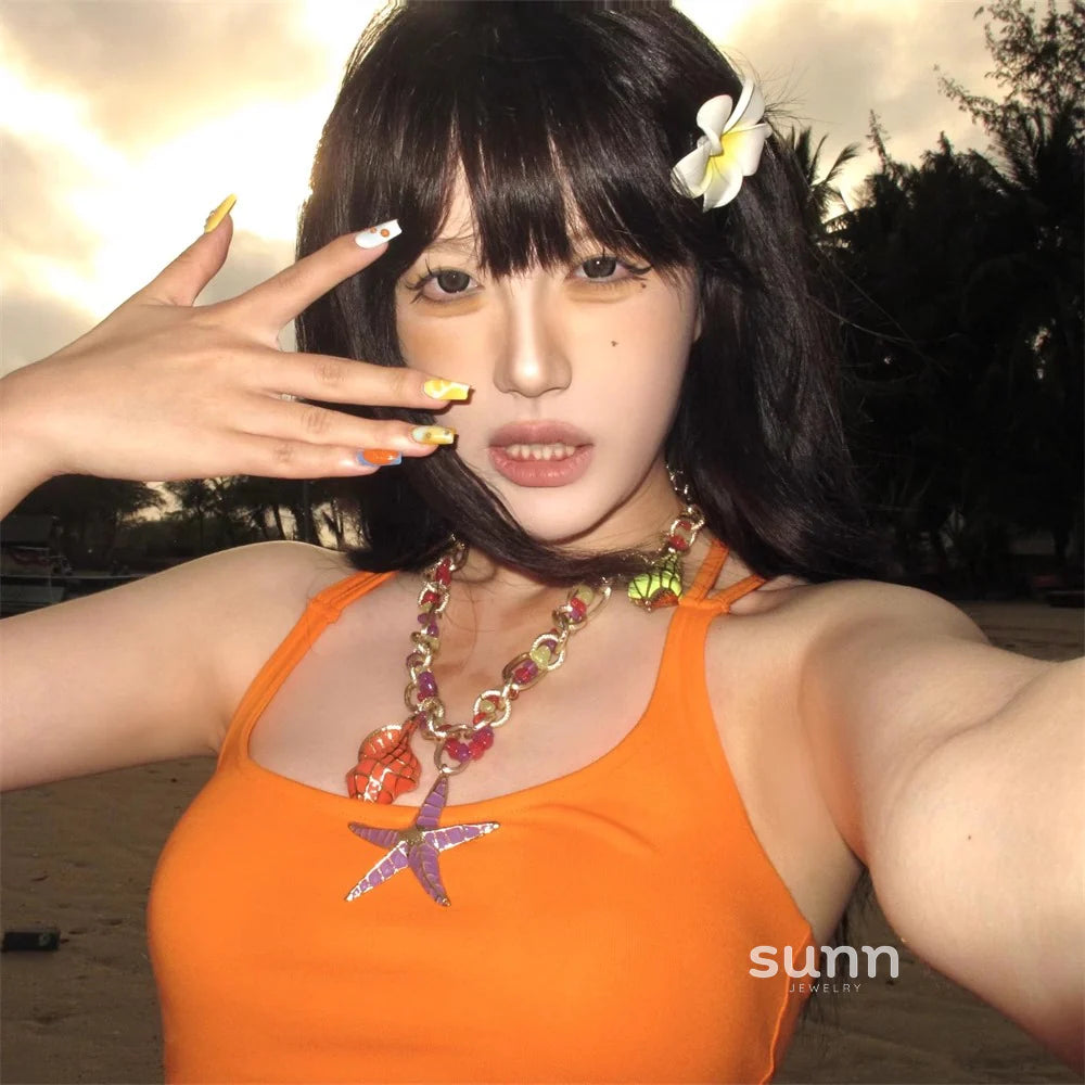 Althea Iridescent Starfish Necklace