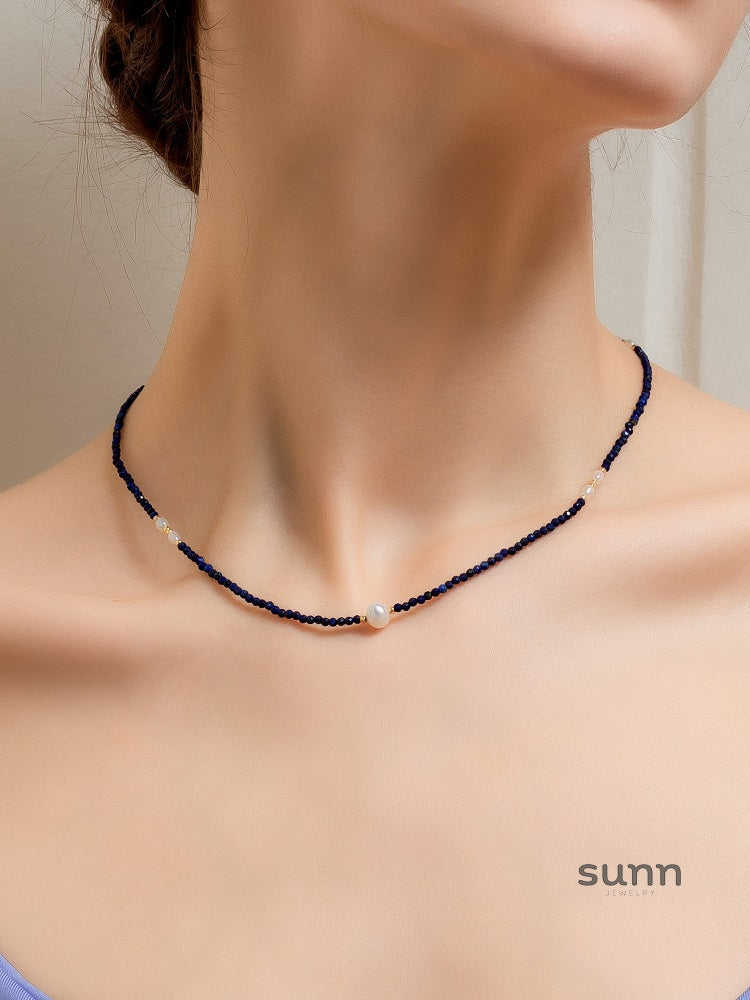 Alya Beaded Pearl Charm Necklace [5PN8D4MN]
