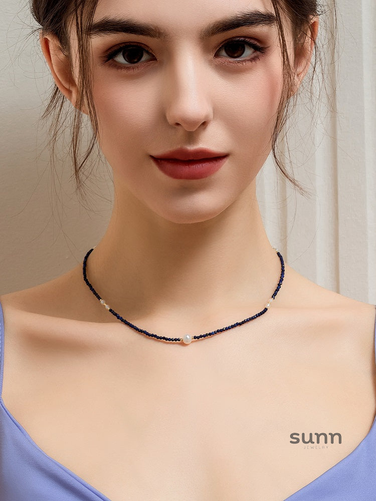 Alya Beaded Pearl Charm Necklace [9S9TZMBW]